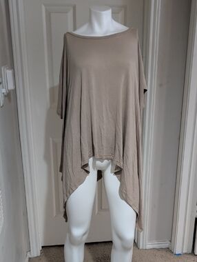 Cherish Taupe Asymmetric Tunic Top O/S